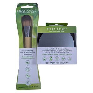 Ecotools 30 Make-up Brush Cleaner Sheets & Classic Foundation Makeup Brush
